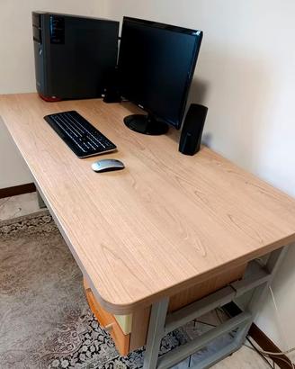 SCRIVANIA STUDIO/UFFICIO LEGNO E FERRO BATTUTO