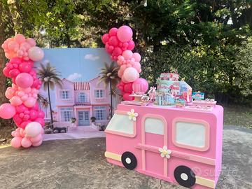 Camper Barbie gigante Rosa-scenografia per festa