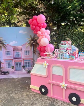 Camper Barbie gigante Rosa-scenografia per festa