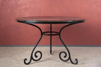 Tavolo in Ferro con Piano in Teak