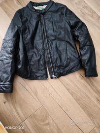 Giacca in pelle nero imbottita Benetton tg 7