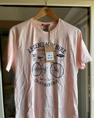 T-shirt rosa con stampa bici Richfield – taglia L