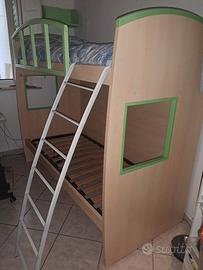 letto a castello moderno legno chiaro,verde mela