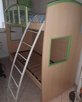 letto a castello moderno legno chiaro,verde mela