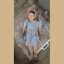 Bambola originale depoca vestito celeste