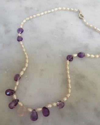 Girocollo perle e ametiste