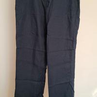 Pantaloni blu 100% lino