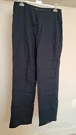 Pantaloni blu 100% lino