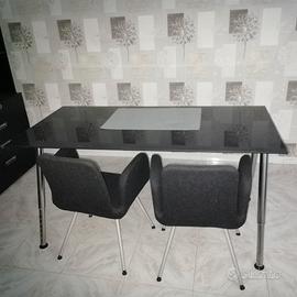 Scrivania in cristallo con due poltrone