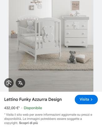 Lettino cassettiera materasso azzurra