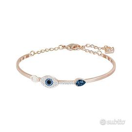 Bracciale rigido swarovski duo evil eye azzurro