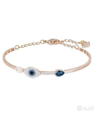 Bracciale rigido swarovski duo evil eye azzurro