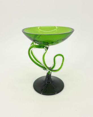 Coppa Vetro Verde Josefina Krosno Polonia '900