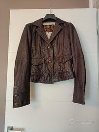 giacca di vera pelle marrone donna