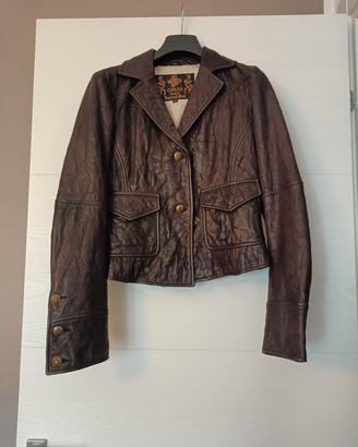 giacca di vera pelle marrone donna