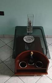 Tavolino con portabottiglie e piano in