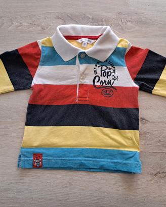 Polo manica lunga a righe bambino 9 mesi