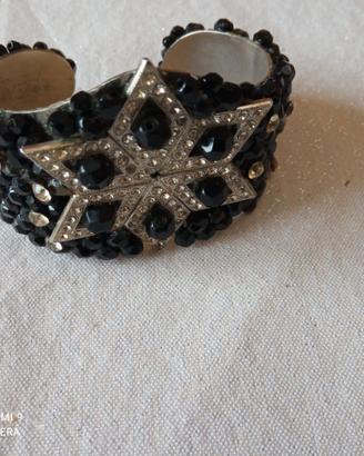 Bracciale da donna in pietra lavica e strass