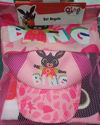 Set Bing Bimbi 3 pezzi Cappellino telo mare sacca