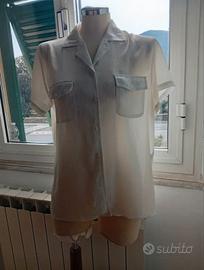 🐚 Camicia Vintage a maniche corte - Bianco Crema