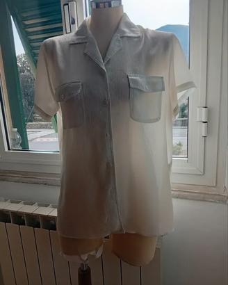 🐚 Camicia Vintage a maniche corte - Bianco Crema