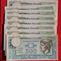 Banconote 500 lire mercurio - 8 consecutive