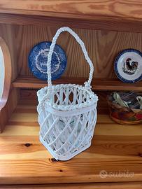 Cestino porta candele bianco