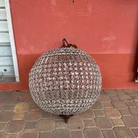 Lampadario vintage a sfera in cristallo e metallo