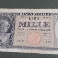 Rara banconota 1.000 lire testina - repubblica ita