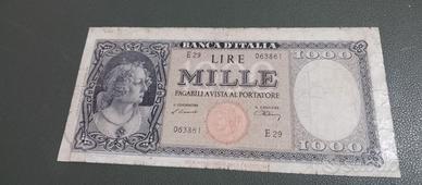 Rara banconota 1.000 lire testina - repubblica ita