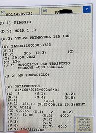Vespa Primavera 125 ABS 08/2022