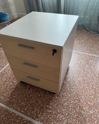 Cassettiera da ufficio con chiave (3 cassetti)