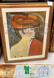 Codice: 8324 QUADRO OLIO SU TELA DONNA CON IL CAP