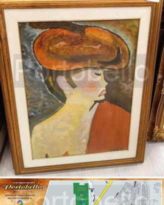 Codice: 8324 QUADRO OLIO SU TELA DONNA CON IL CAP