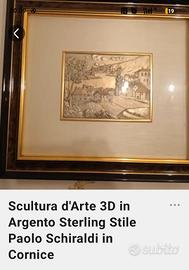 scultura quadro in 3 D arte in argento Sterling 
