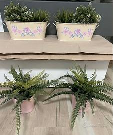 6 X PIANTA ARTIFICIALE CON VASO + 4 PORTAVASI =10€