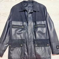 Field jacket over pelle e camoscio blu invernale