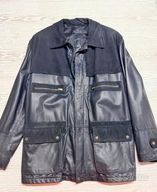 Field jacket over pelle e camoscio blu invernale