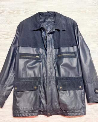 Field jacket over pelle e camoscio blu invernale