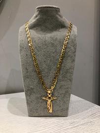 Collana con crocifisso in oro 18 carati, oro 750
