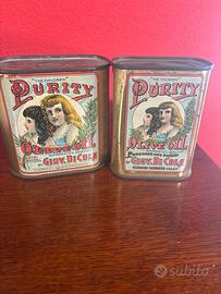 Coppia lattine olio d’oliva vintage -