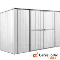 Casetta giardino in Acciaio 345x186cm 6mq bianco