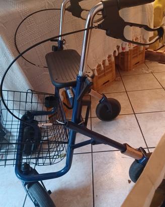 Rollator con Sedile in Plastica e Vassoio
