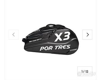 Borsone padel nero e bianco por tres