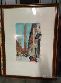 acquarello con cornice di Bologna 