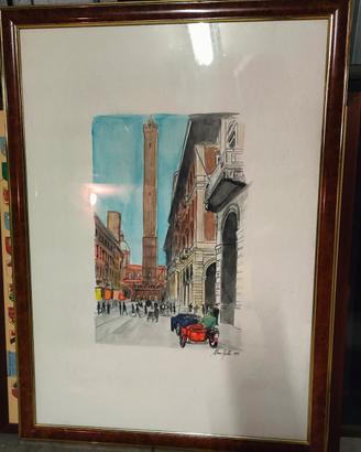 acquarello con cornice di Bologna 