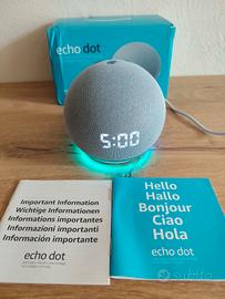 Amazon Alexa Echo dot 4 turchese con orologio 