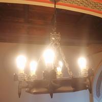 ANTICO LAMPADARIO  FERRO Battuto torcia 6 bracci