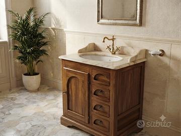 Mobile bagno lavandino rustico in marmo rosa