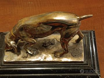 Scultura Cane da Caccia in Argento 800 ItalSilver